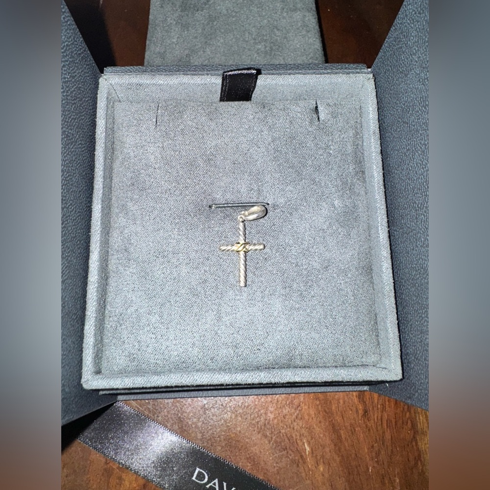David Yurman Silver and Gold Cross Pendant only